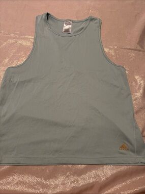 adidas Light Blue Performance Tank with Gold Logo